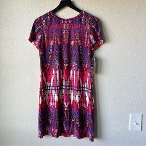 London Times Petite Shift Dress Women 12P Pink Blue Print NWT Work Stretch